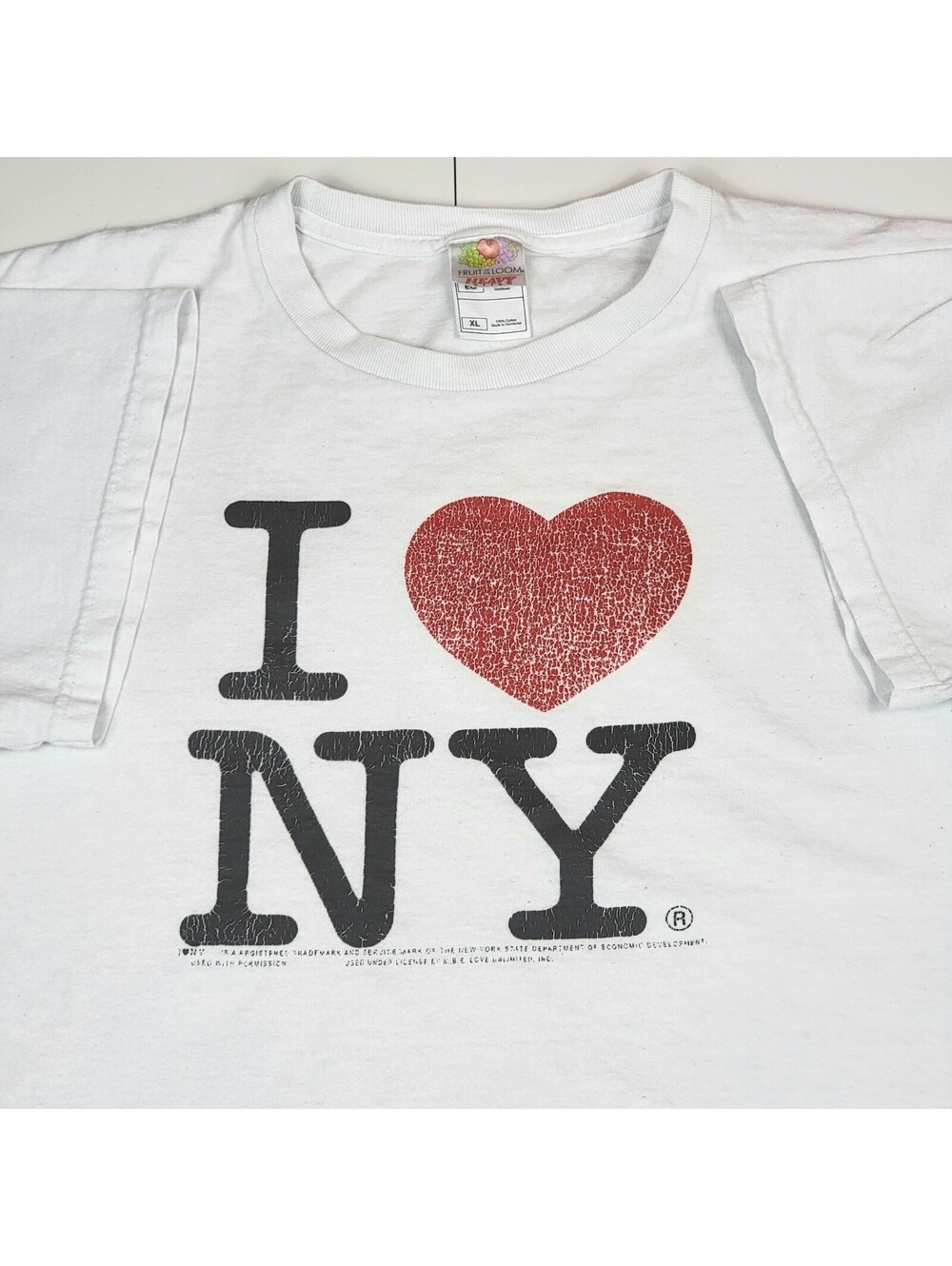 Vintage I Love NY White Graphic T-Shirt XL I Heart New York Grunge City Souvenir